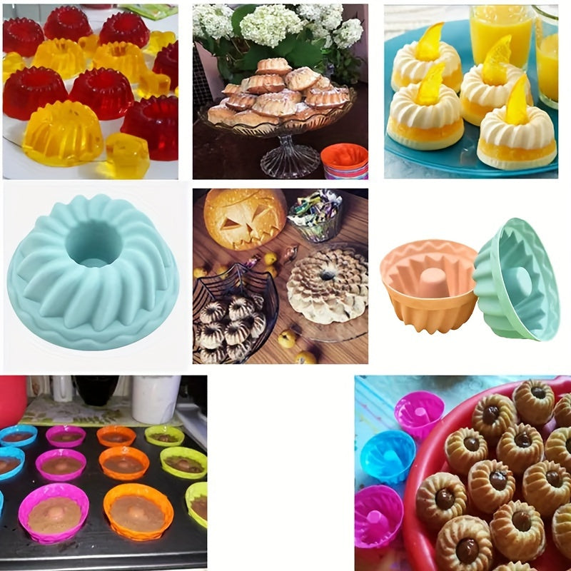 12pcs Silicone Cake Mold for Fluted Tube Cakes Baking Tool Kitchen