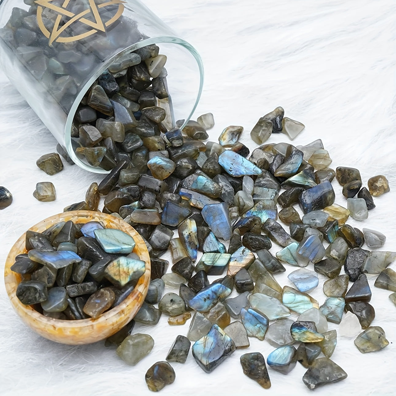 Piedras pulidas de labradorita para cristales, relleno para plantas, jarrón, decoración de acuario