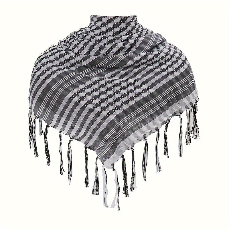 100% Polyester To'qilgan Bo'yin Salliq, Vintage Uslubidagi Taktik Cho'l Arab Bandana Dizayni, Ramazon uchun Mukammal An'anaviy Musulmon Shali. Xususiyatlari: Tekis Bosh Salliq va Kvadrat Hijob.