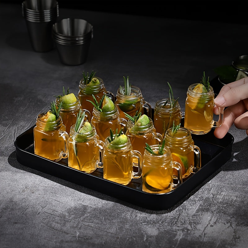 Set of 6 Clear Glass Mini Mason Jar Shot Glasses with Handles 40ml for Coffee Milk