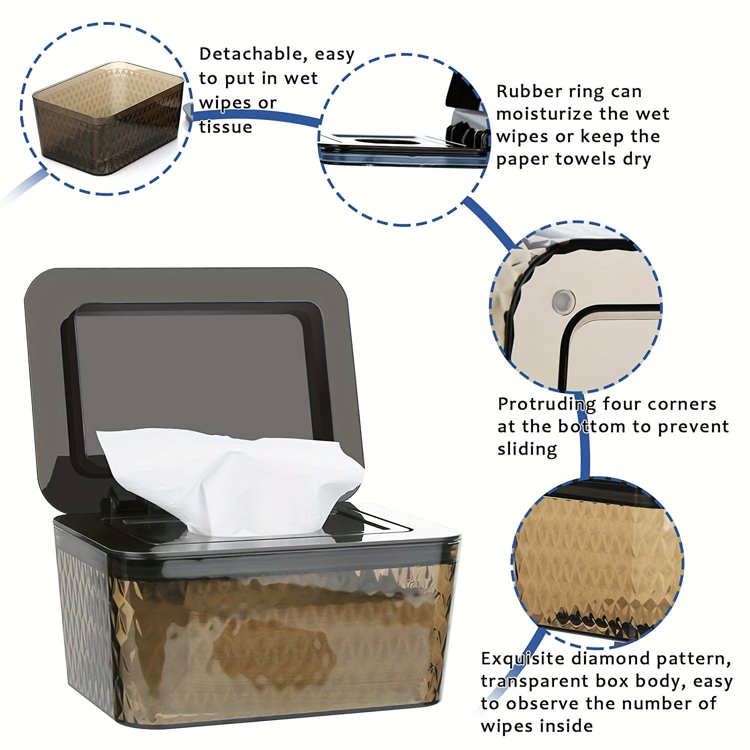 Adult Wipes Dispenser Refillable Box with Cover and Storage Container