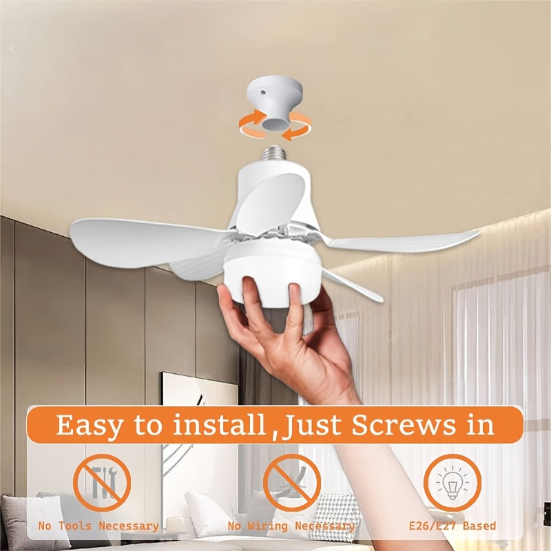 Smart LED Ceiling Fan with Light Remote Control Adjustable Brightness and Color Temperature Indoor E27 Socket