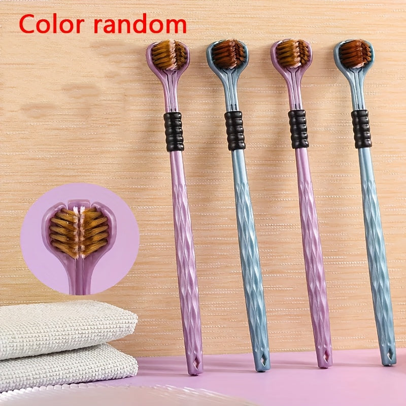 Set of 4 Ultra-Soft 3-Sided Toothbrushes for Deep Cleaning and Gentle Oral Care