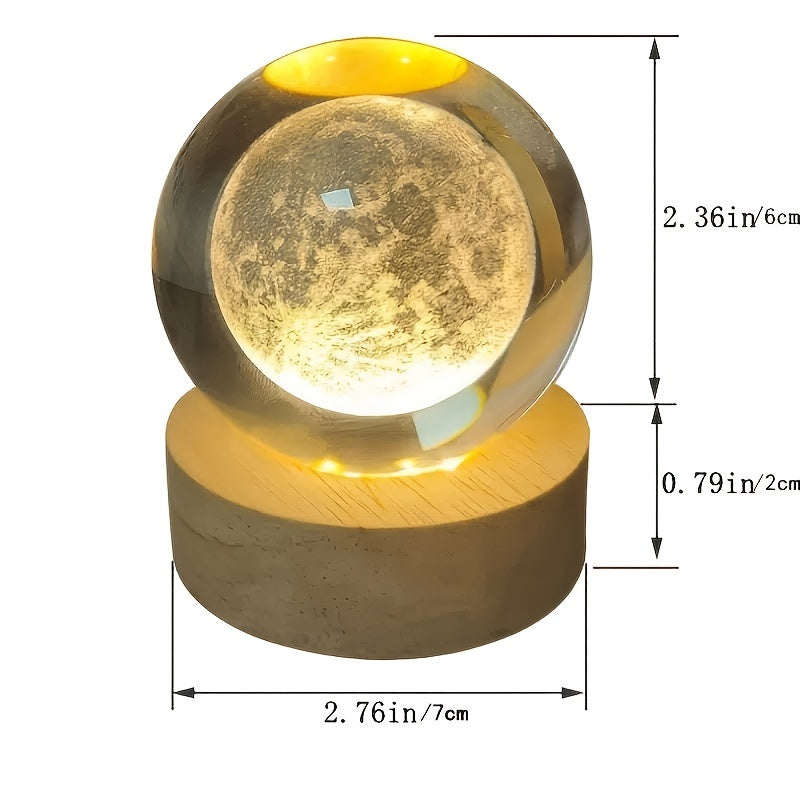 3D Crystal Ball Night Light with Yellow Warm Light and Galaxy Pattern for Bedroom Decor