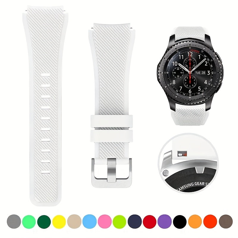 Men's Silicone Watch Strap 22mm Compatible with Galaxy Watch 3 45mm 46mm and Gear S3 Frontier
