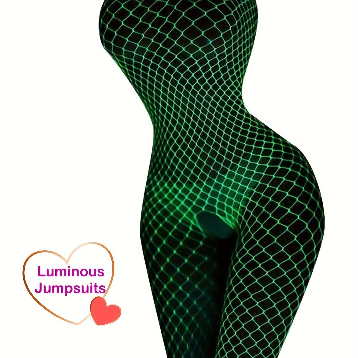 Women's Luminous Fishnet Bodystockings Open Crotch Plus Size Jumpsuits