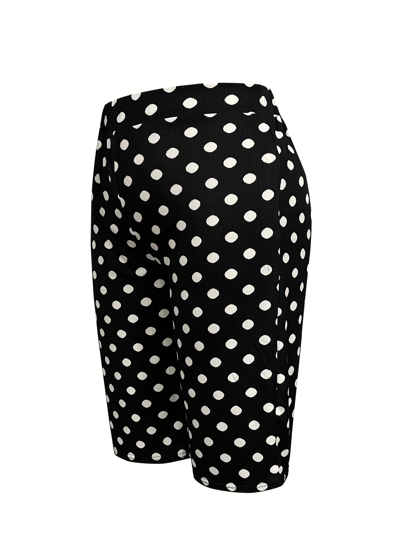 Women's High-Waisted Flowy Wide-Leg Capri Pants Black and White Polka Dot