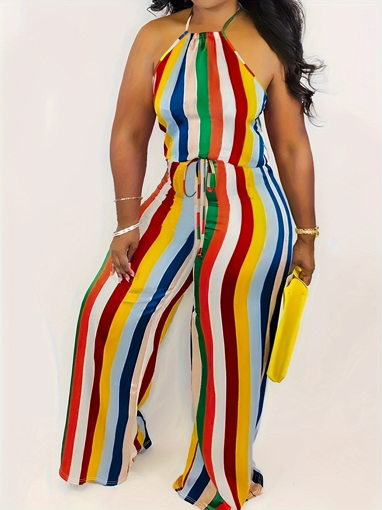 Ayollar uchun rang-barang chiziqli qulay plus o'lchamli legginslar