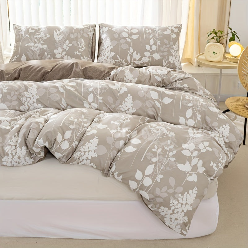 Breathable Multicolor Floral Duvet Cover Set with Pillowcases and Zipper Closure
