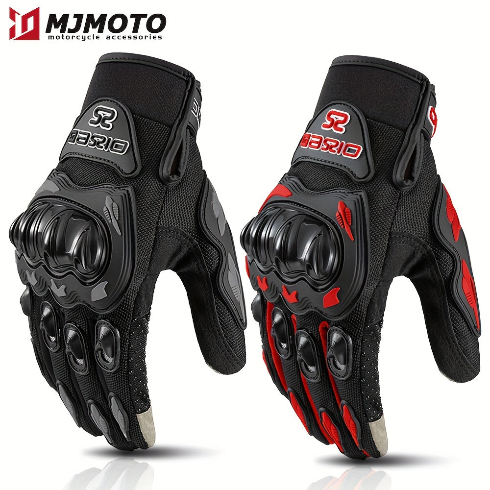 Summer Touchscreen Motorcycle Gloves Full Finger Men Women Polyester Fiber Adjustable Closure