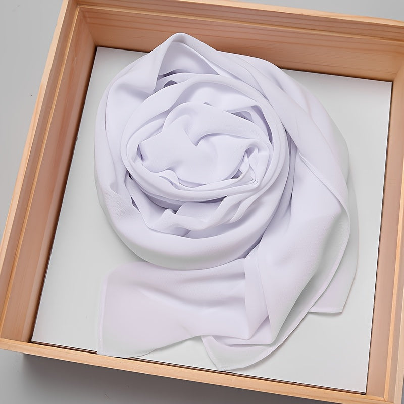 Women's Chiffon Hijab Scarf Long Shawl Lightweight Hair Wrap Solid Color
