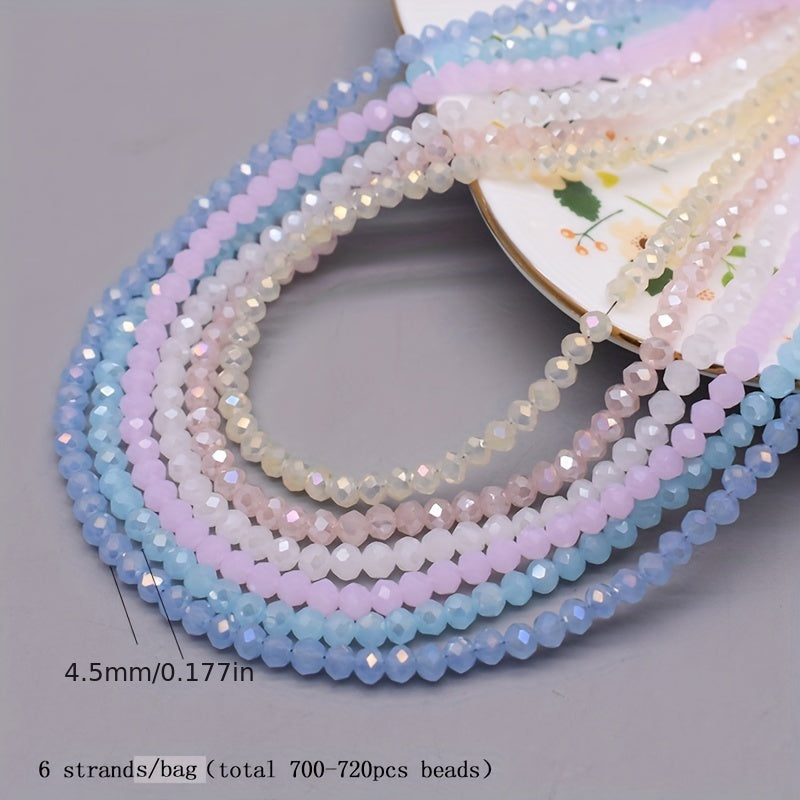 720 Pieces Faceted Glass Rondelle Beads 4mm for Jewelry Making and Crafts