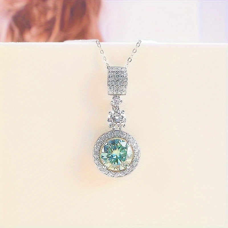 Moissanite Pendant Necklace 5 Carat 18K Gold Plated Sterling Silver Hypoallergenic Engagement Jewelry