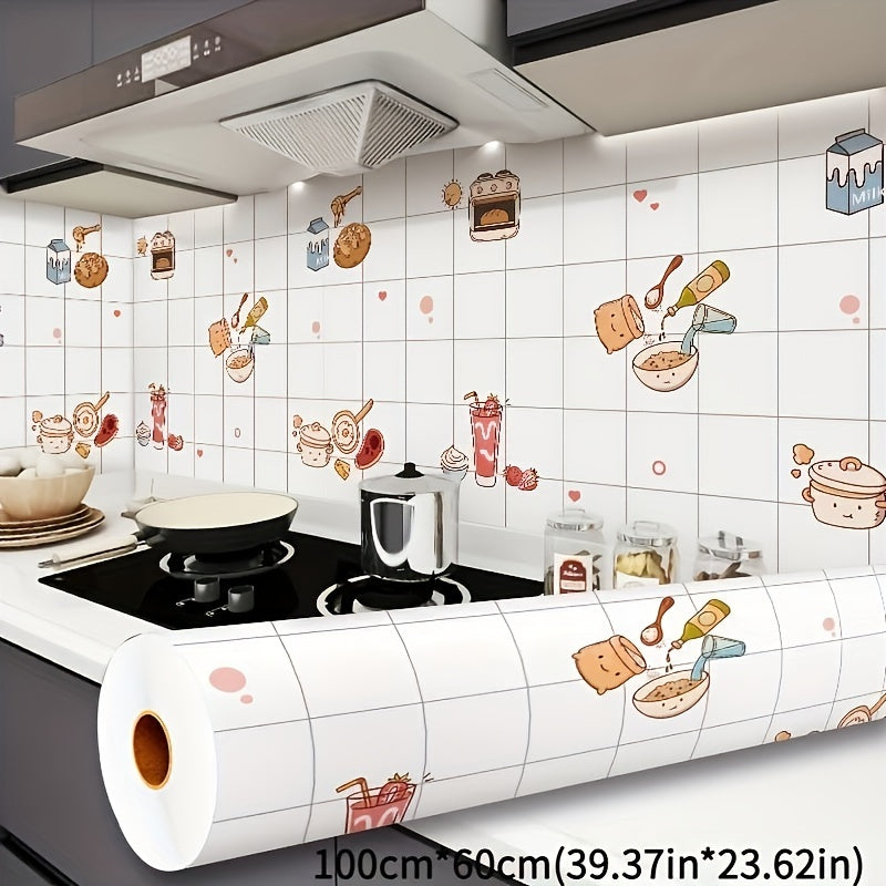 Kitchen Oil-Proof Sticker Roll Waterproof Self-Adhesive Wall Decal 60cm x 100cm