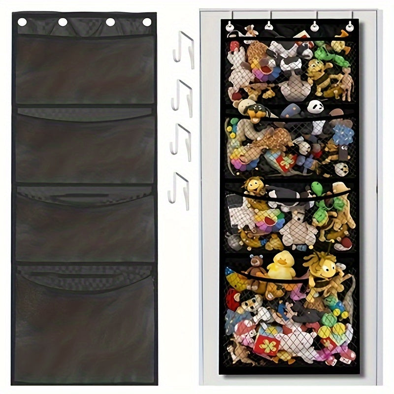 Hanging Stuffed Animal Storage Organizer Bag Breathable Mesh for Bedroom Closet