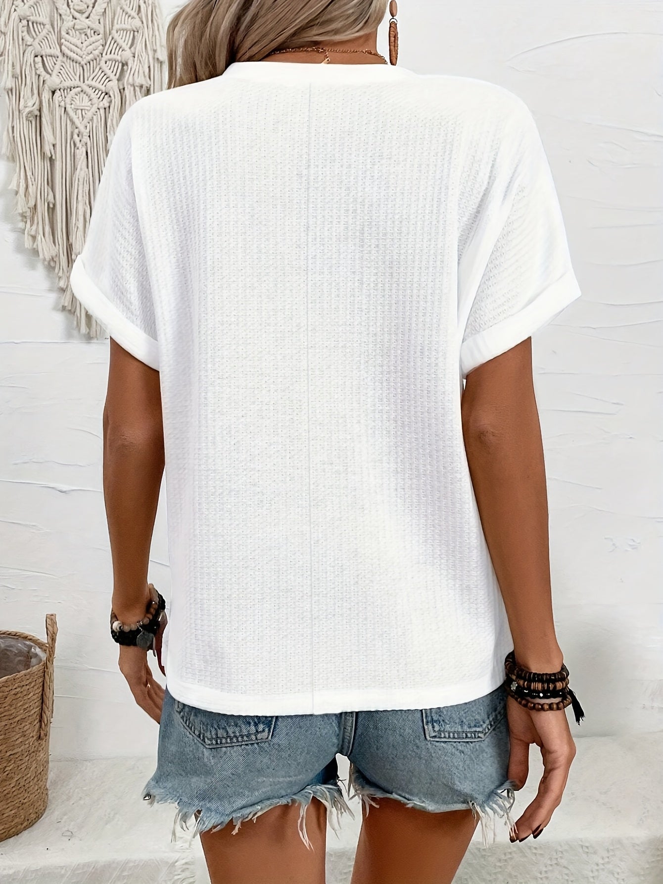 Women's Plus Size V-Neck T-Shirt Short Sleeve Solid Yellow Casual Spring Summer Fall