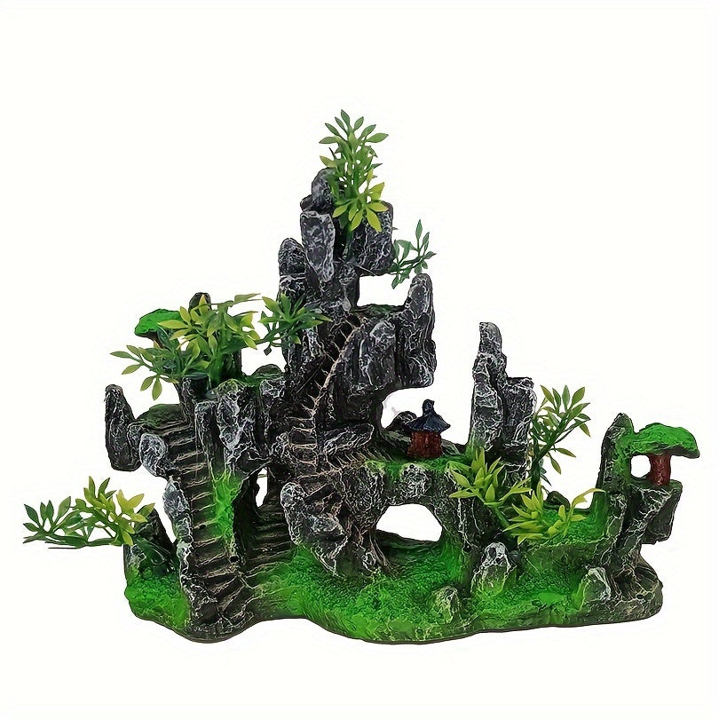 Resin Aquarium Rockery Decor Double-Sided Landscape for Fish Tanks