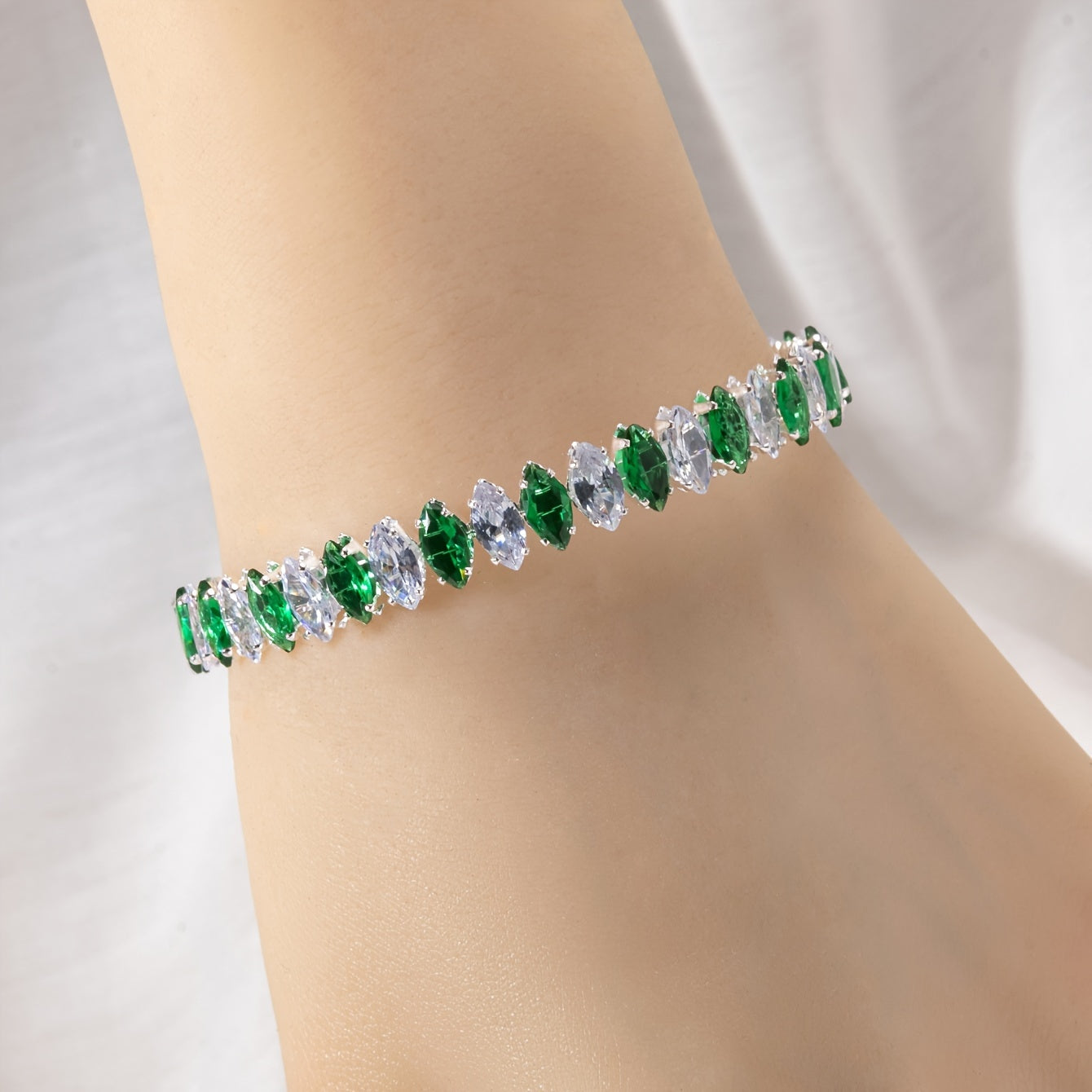 Copper Spring Bracelet for Women Stretchable Bangle Faux Zirconia Jewelry