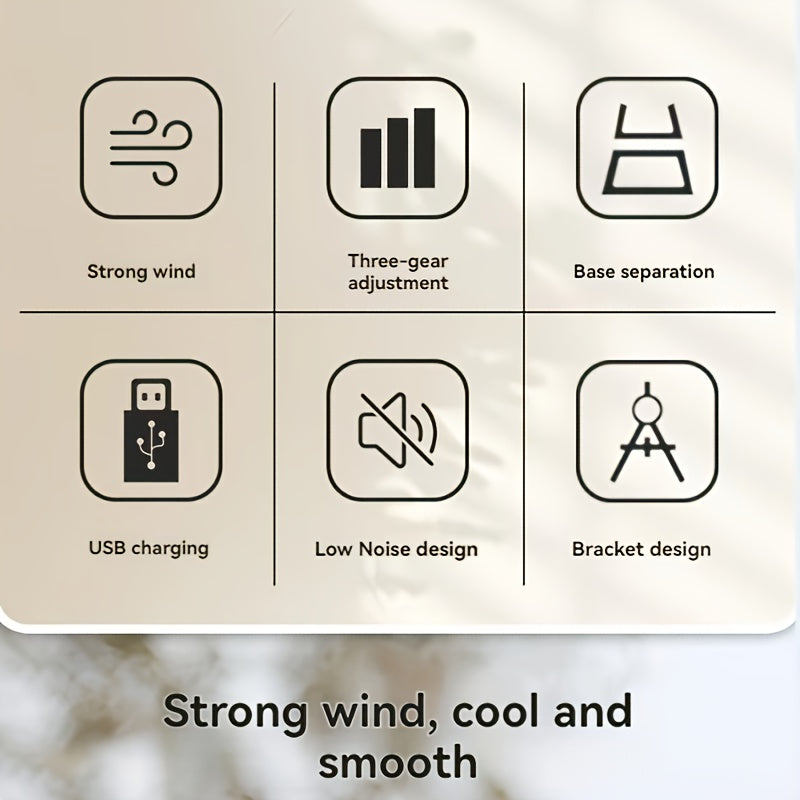 Портативный ручной вентилятор USB, перезаряжаемый, небольшой вентилятор для офиса, стола, студента, подвесной на шею