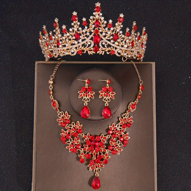 3 ta kumush kristalli to'y zargarlik buyumlari, taqilgan taqinchoqlar, taqinchoqlar, tiara, soch aksessuarlari to'plami