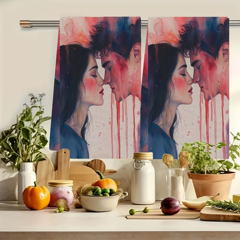 Coastal Theme Kitchen Towels Set of 2, Absorbent Polyester, 40x60 cm, Decorative Dish Towels