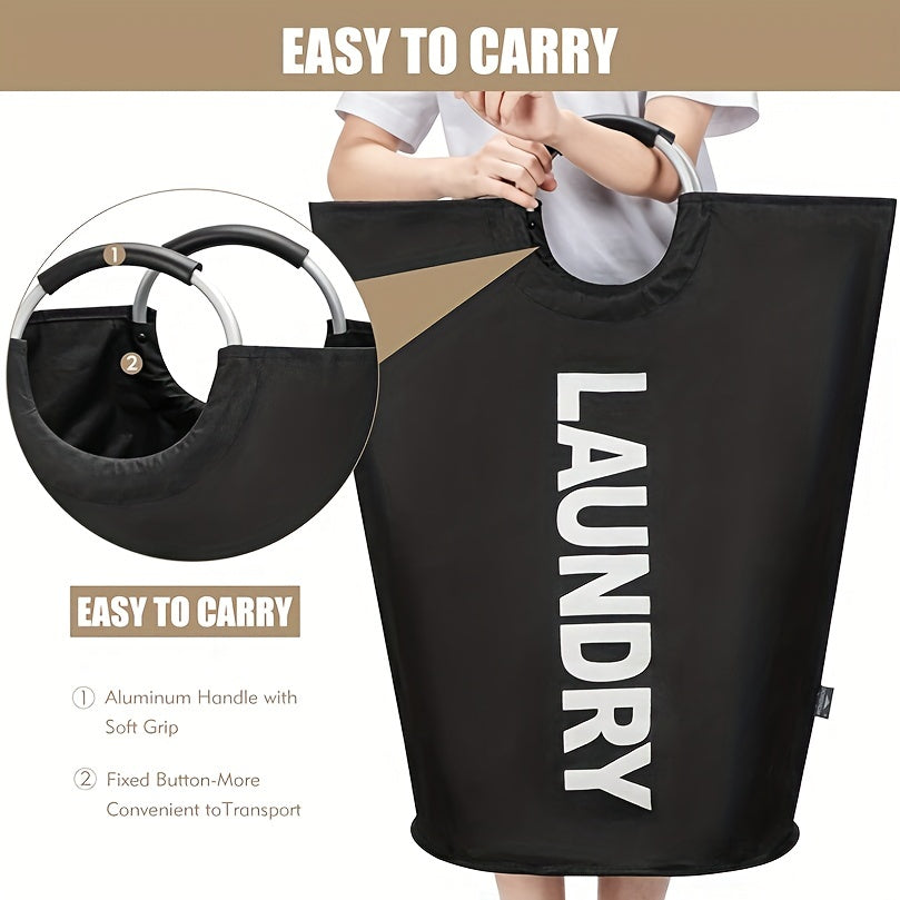 Gran cesta de ropa plegable de 82L con soporte para dormitorios y baños