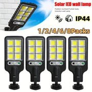 Solar LED Wall Light with Motion Sensor Remote Control 3 Light Modes IP44 Outdoor Security Garden Patio Path