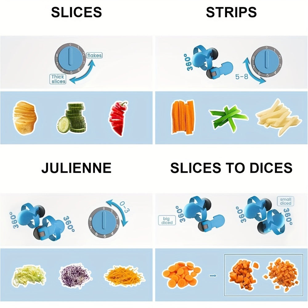 Manual Vegetable Chopper Slicer with Interchangeable Stainless Steel Blades for Fruits and Vegetables