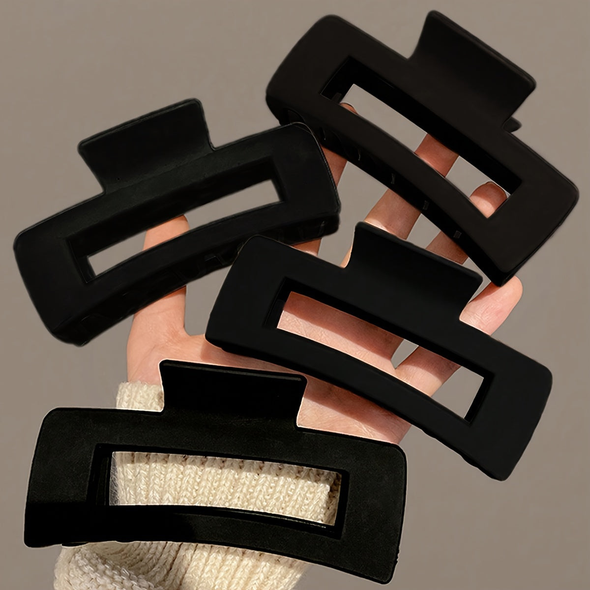 Set of 4 Women's Frosted Shark Hair Clips Large Oblong Minimalist PVC Stylish Accessories