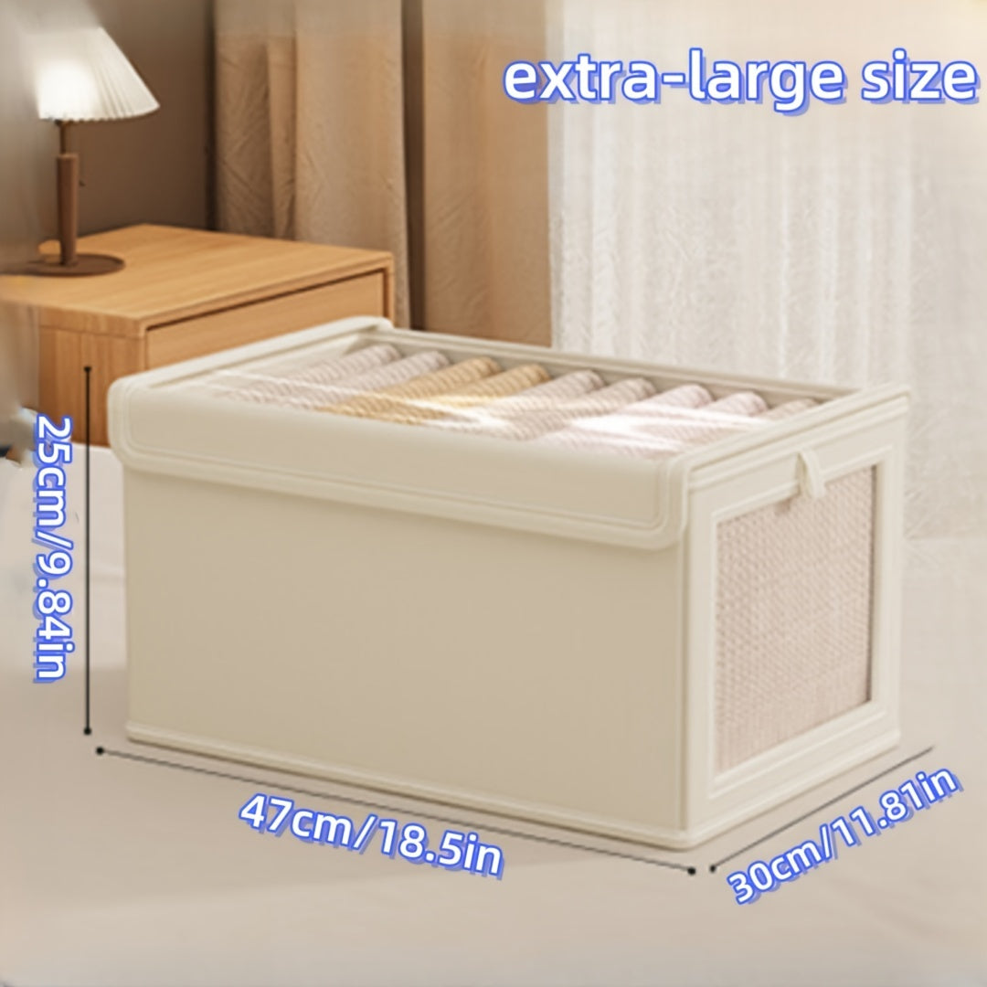 Увеличенная коробка для хранения из холста с прозрачным окном, складывающаяся, для одежды, домашнего использования