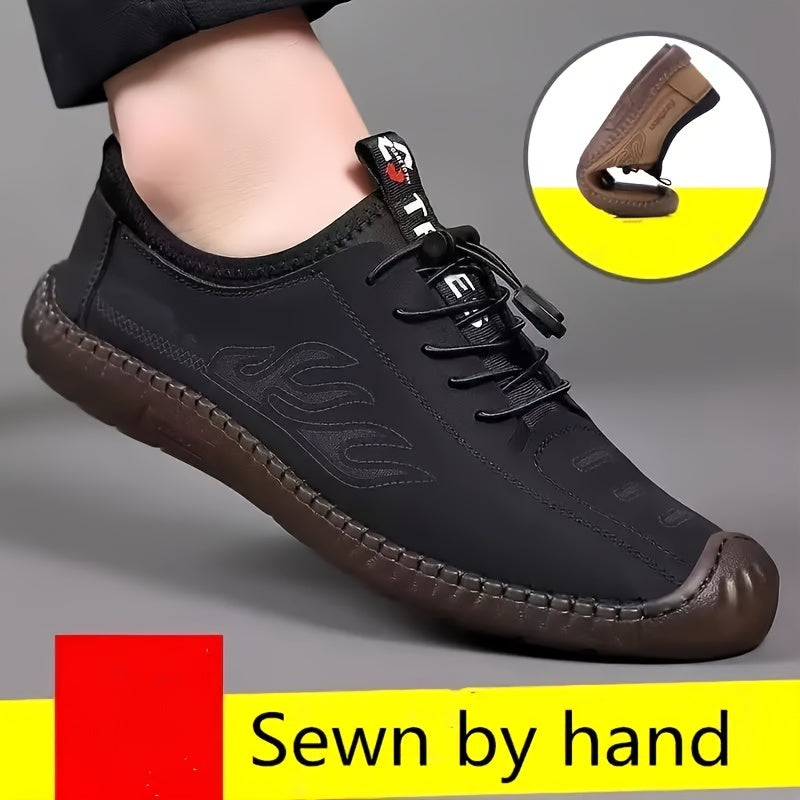 Men's Casual Slip-On Oxfords with Microfiber Synthetic Leather and TPR Sole