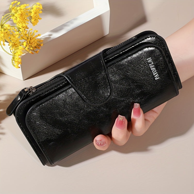 Billetera vintage para hombre con compartimentos con cremallera, tarjetero y monedero en rojo, negro o teal