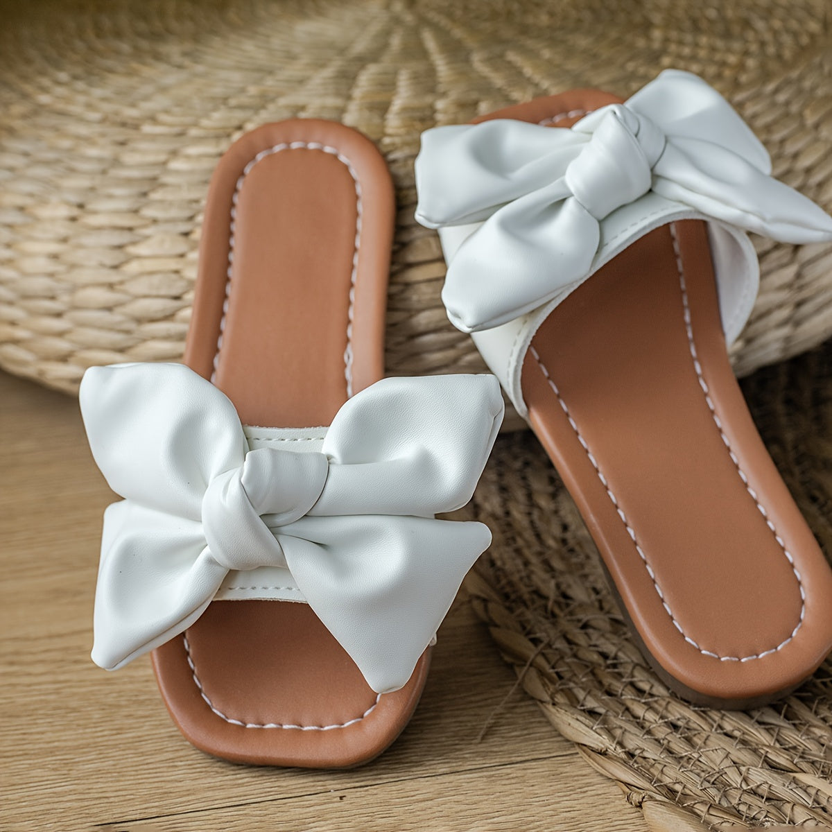 Girls' Slippers with Bowknot Solid Color Indoor Outdoor PU TPR Lightweight