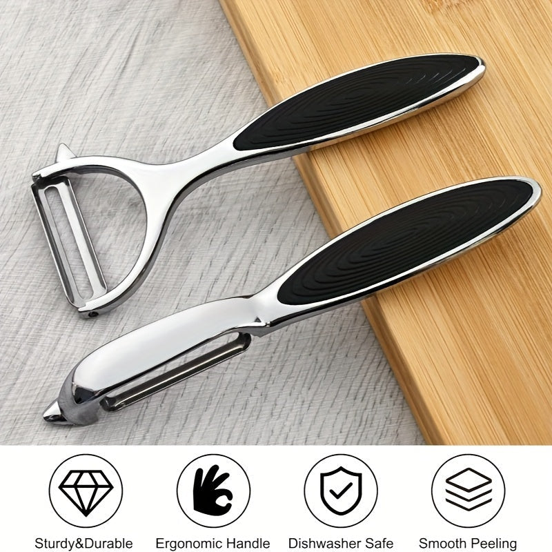 Juego de peladores de frutas y verduras de acero inoxidable con mango antideslizante