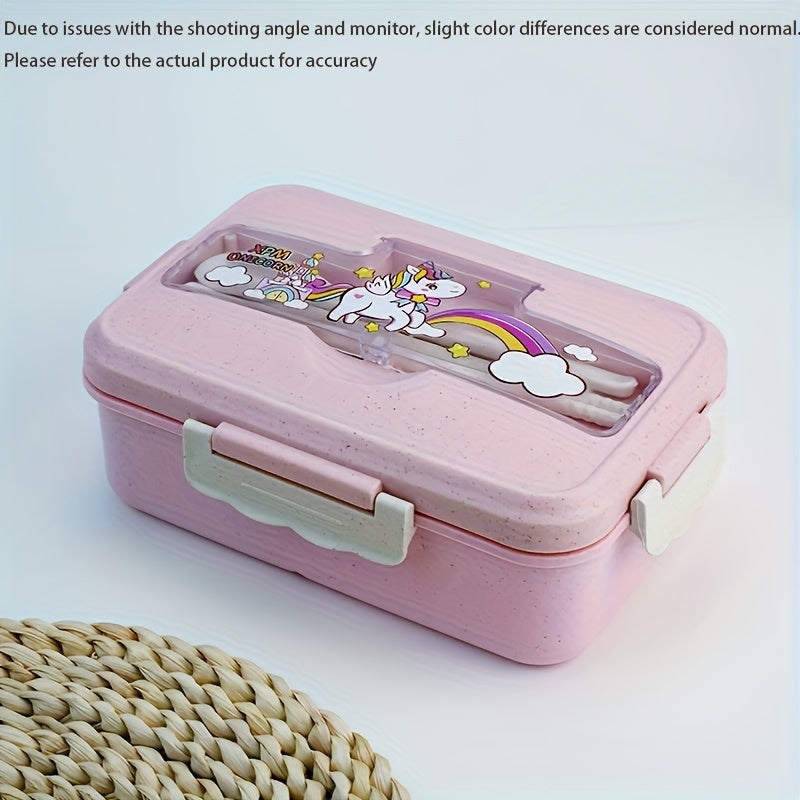 Leak-Proof Insulated Lunch Box with Cartoon Design, Microwave Safe Bento for Students and Professionals