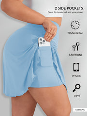 Plus Size Women’s High Waisted Tennis Skirt with Pockets for Golf Running