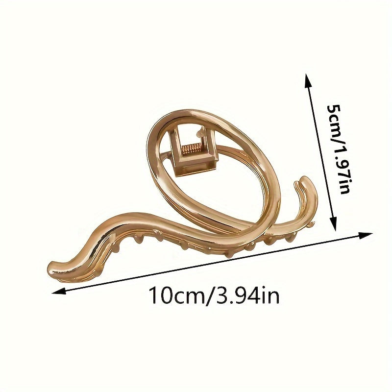 Women's Gold Hair Claw Hair Clip with Hollow Shark Fin Design