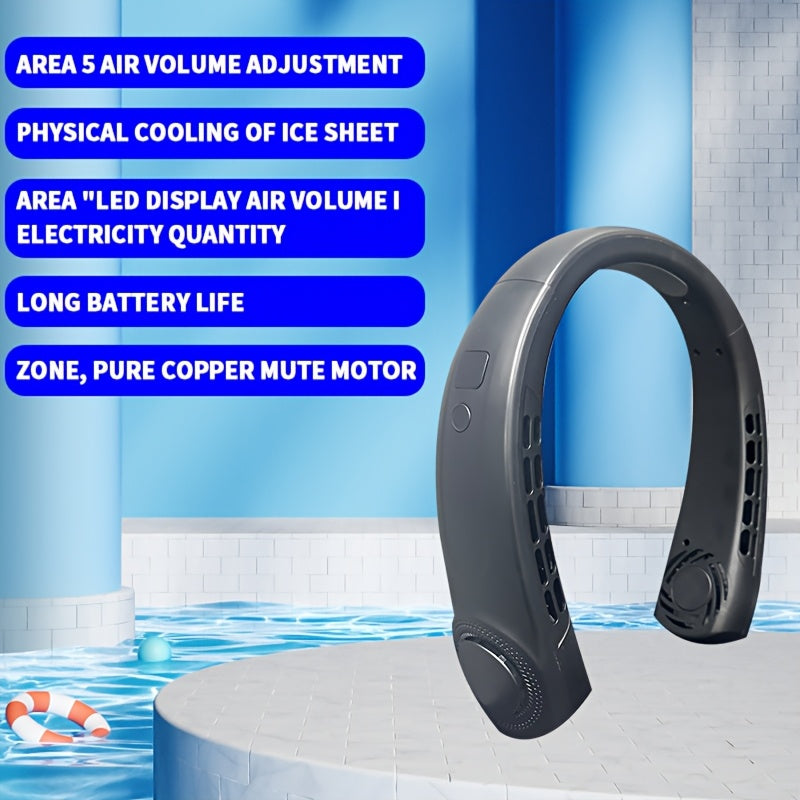 2025 Mini Neck Fan Bladeless USB Rechargeable Portable Cooling for Sports Camping Travel