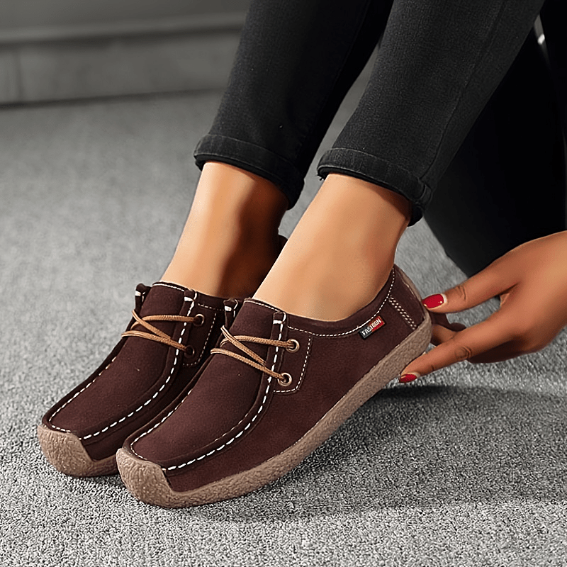 Women's Solid Color Lace Up Round Toe Low-Top Non-slip Shoes