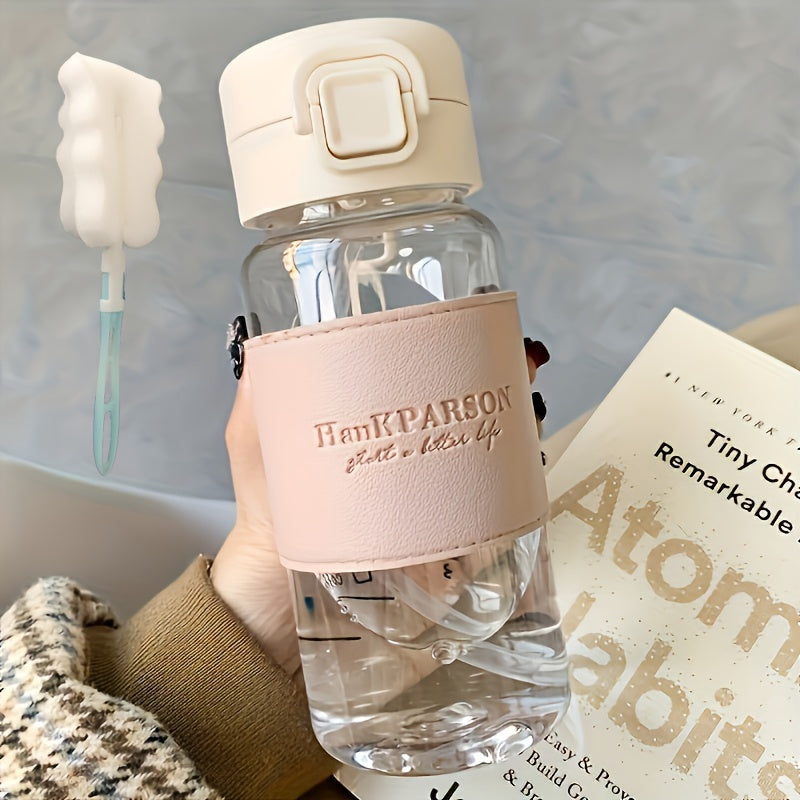 500 мл прозрачная термостойкая бутылка для воды с крышкой-роликовым клапаном, трубкой и чехлом для стакана