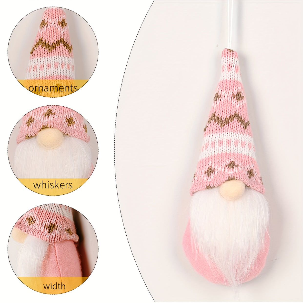 Set of 3 Christmas Gnome Ornaments for Holiday and Seasonal Decoration