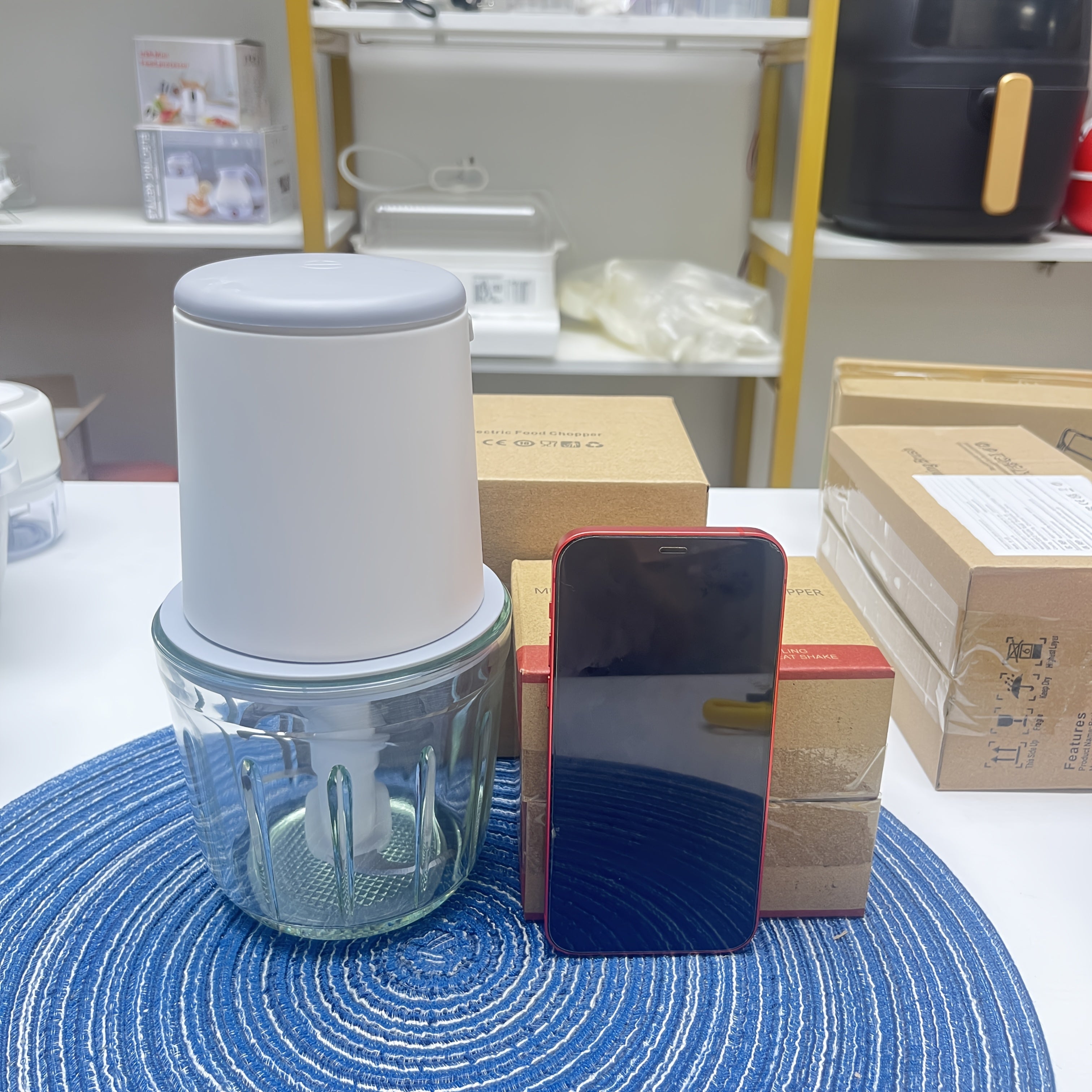 Molino de carne eléctrico con cuchillas de acero inoxidable, capacidad de 2L para carne, verduras, frutas, nueces, carga USB, 148W, 8 tazas