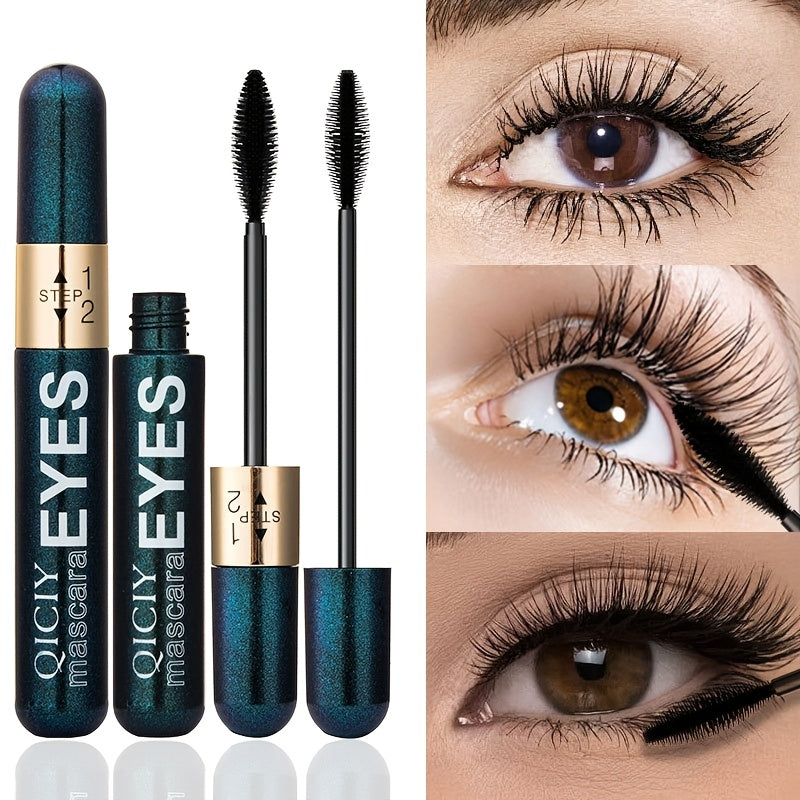 Máscara de pestañas 4D con fibras para mujer, a prueba de agua, riza, alarga y da volumen, negro, 9g