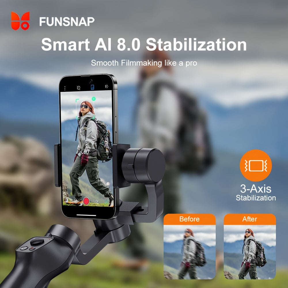 Smartphone Gimbal Stabilizer with Auto-Tracking Wireless Charging and Rechargeable Battery