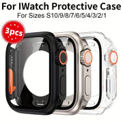 Set of 3 Black Shockproof Scratch-Resistant Ultra-Clear Smartwatch Cases for Apple Watch Series 4 5 6 7 8 9 SE 2 40mm 44mm 45mm 46mm
