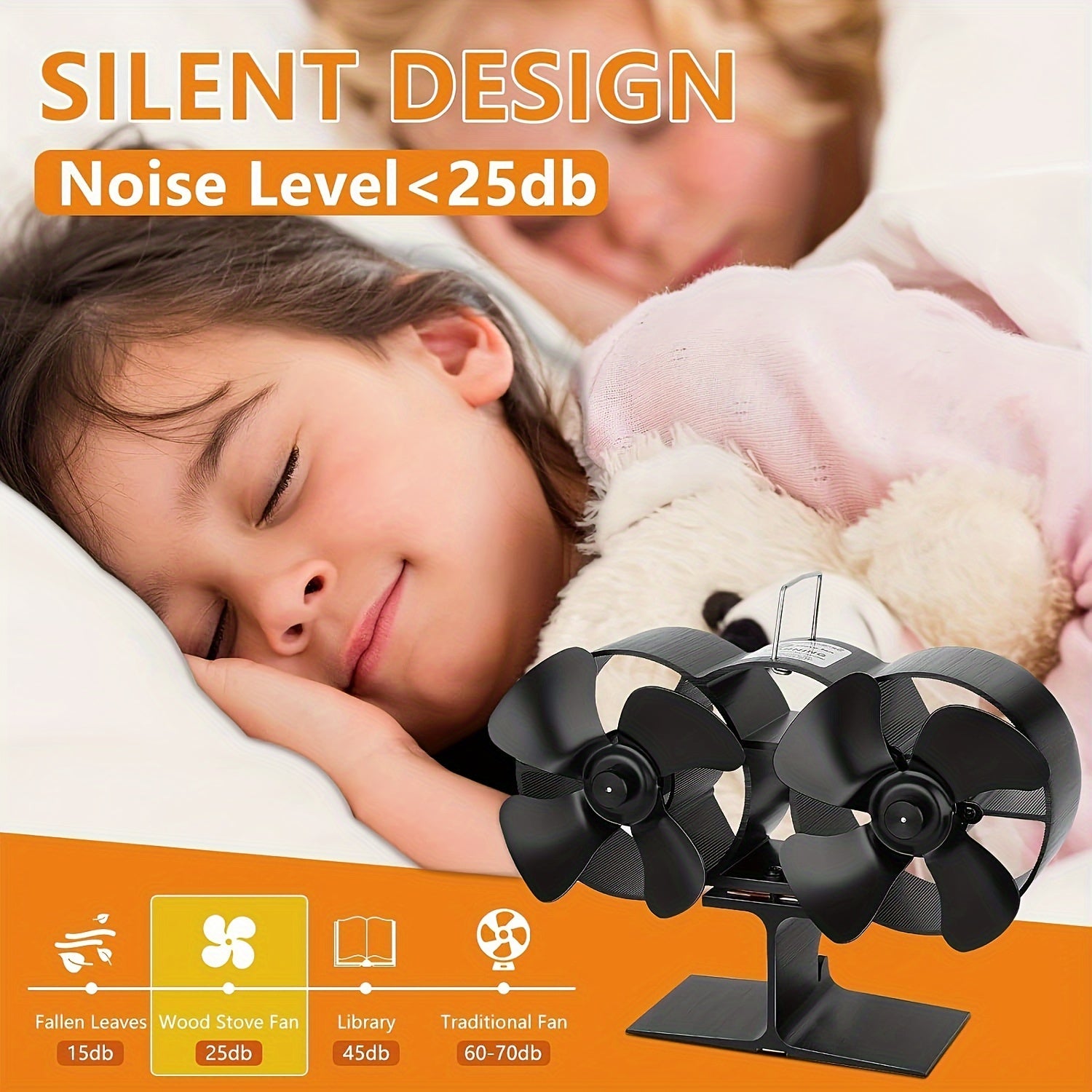 Wooden Fan Heater Double Motor Natural Draft Indoor Black Wall Fan