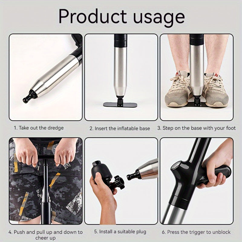 8-to'plamli zanglamaydigan po'latdan yasalgan hojatxona tozalash asbobi to'plami quvurlar, sinklar, kanalizatsiya uchun