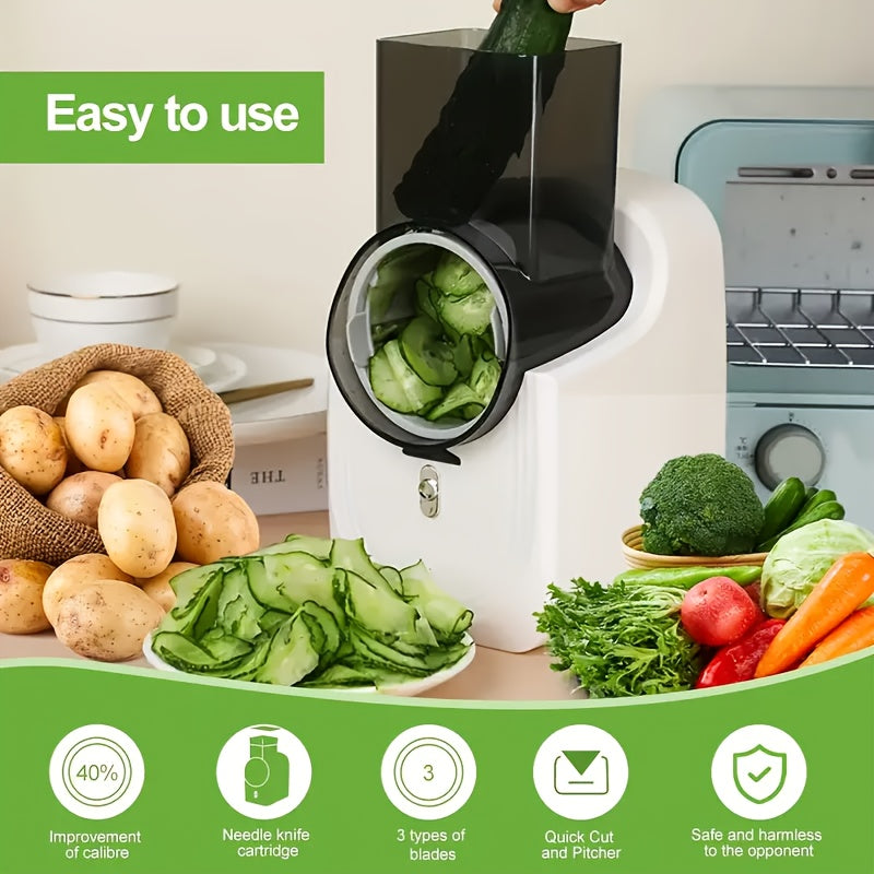 USB rechargeable vegetable cutter with cyclone speed long battery life interchangeable blades ideal for quick meal prep