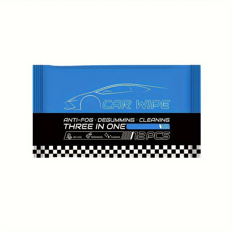 Car Wipes Pack 12/24pcs Glass Anti-Fog Cleaner for Windows Mirrors