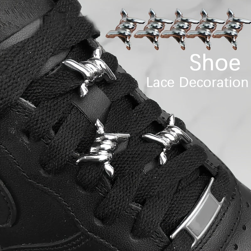 10PCS Unisex Wire Thorn Knot Shoelace Charms for Sneakers Decoration